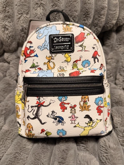 Dr. Seuss all over print loungefly mini backpack grinch cat in the hat Amazon.com: Loungefly Dr. Seuss: Grinch Mini-Backpack  main image 3
