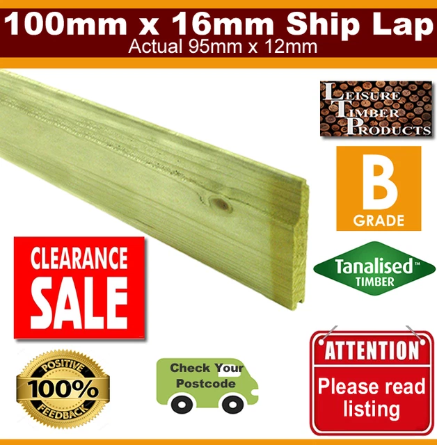 Postcode Board SHIPLAP TIMBER CLADDING 60 boards 5.4m See postcodes Tanalised 100mm x ...