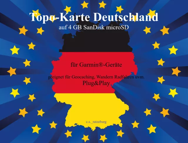 Topo - Karte Deutschland MÄRZ 2024 - 8GB für GARMIN Geocaching Wandern