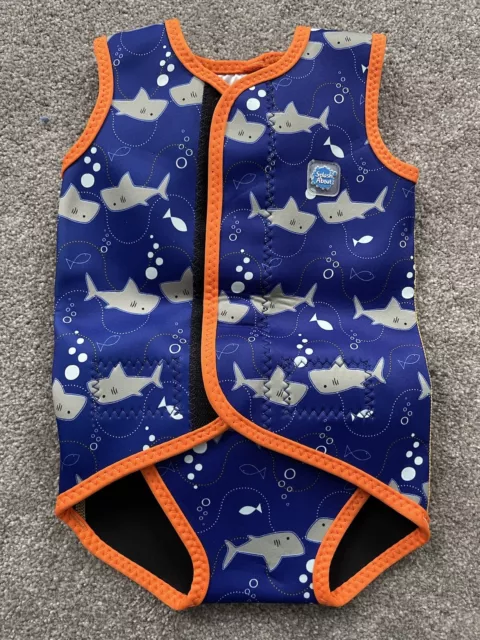 Splash About Baby Swim Vest 6 - 18 Months UPF 50+ Orange Blue Shark Lightly Used