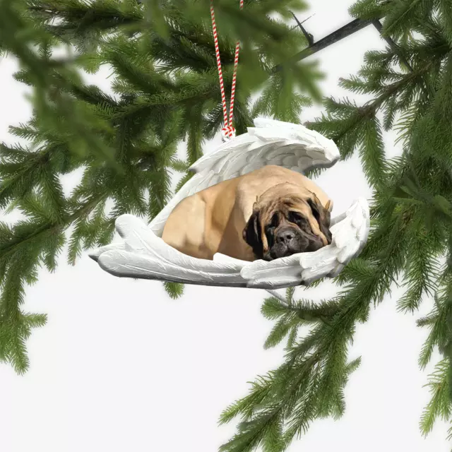 English Mastiff Dog Sleeping Angel Car Ornament Mastiff Dog Angel Wings Ornament