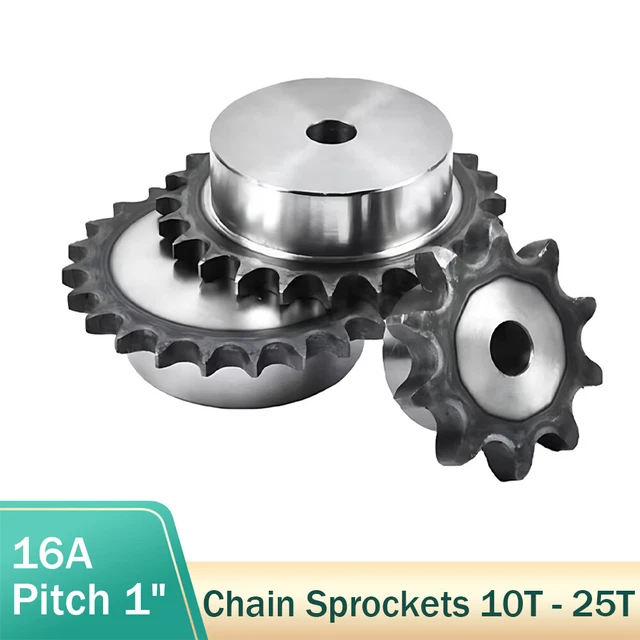 16A Kettenrad 10 - 25 Zähne 1" Zahnteilung mit Nabe Kettenräder C45 Stahl Ritzel