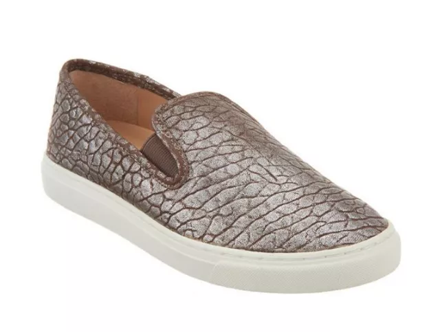 Vince Camuto Leather Slip-On Shoes Becker Taupe Silver