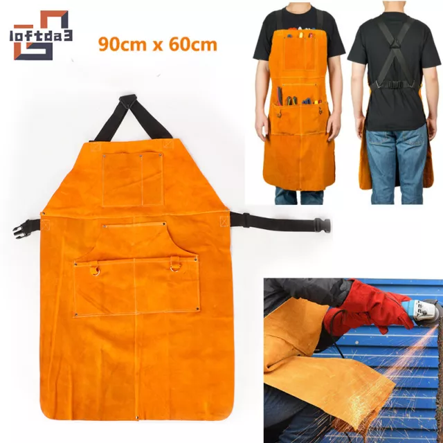 Leather Tool Aprons Work Apron Welding Heat/Flame Resistant for Men Women