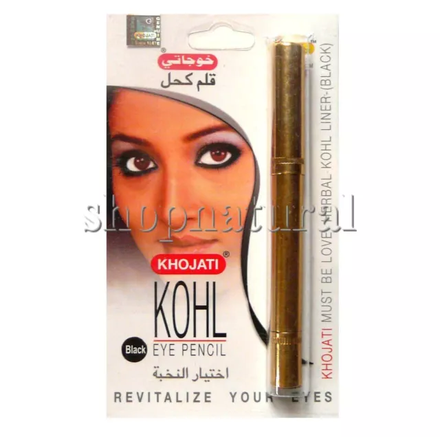 Khol Kajal Delineador de Ojos Lápiz Arabe Natural Herbal Kohl Negro 2