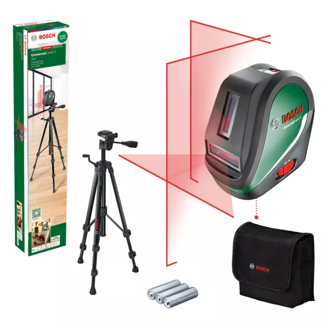 Bosch Self-Levelling Cross Line Laser Set inc Tripod, Case & Batteries