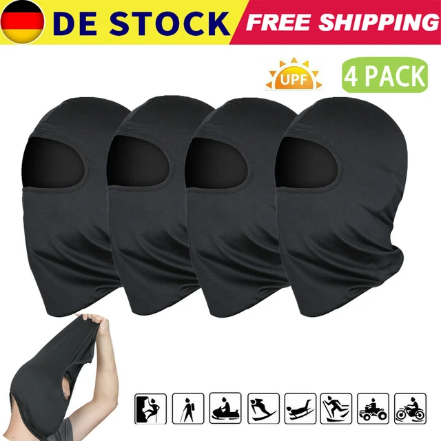 4 Pack Sturmhaube Motorrad Anti-UV Sturmmaske Fahrrad Kopfhaube Atmungsaktiv DE