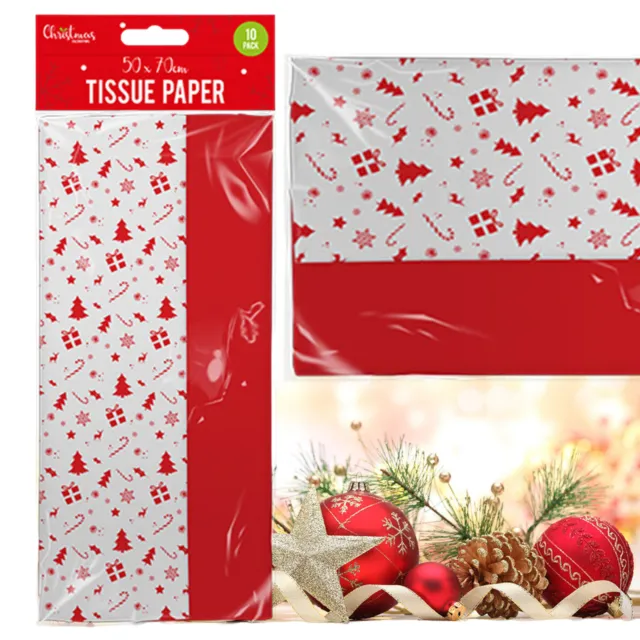 10 große Weihnachtstuch Papier Blatt rot & weiß Ikone 2 festliche Designs Wickel