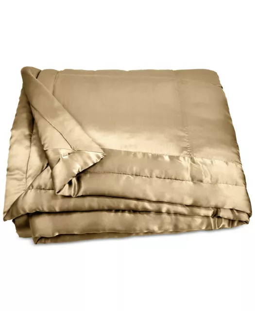 $750 NWOT Donna Karan Home Reflection Collection Silk FULL/QUEEN Quilt Gold Dust