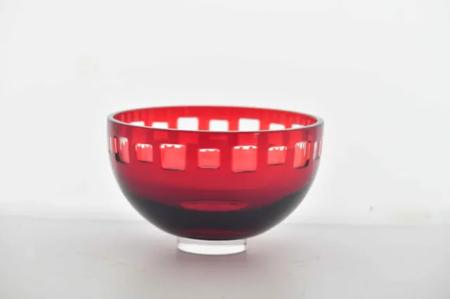 Nick Munro Boxed Signed Tyrone Glass Eclipse Bowl in Red