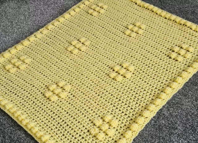 handmade crochet bobble petals baby blanket.Lemon.Preemie,Car seat,gift,comfort