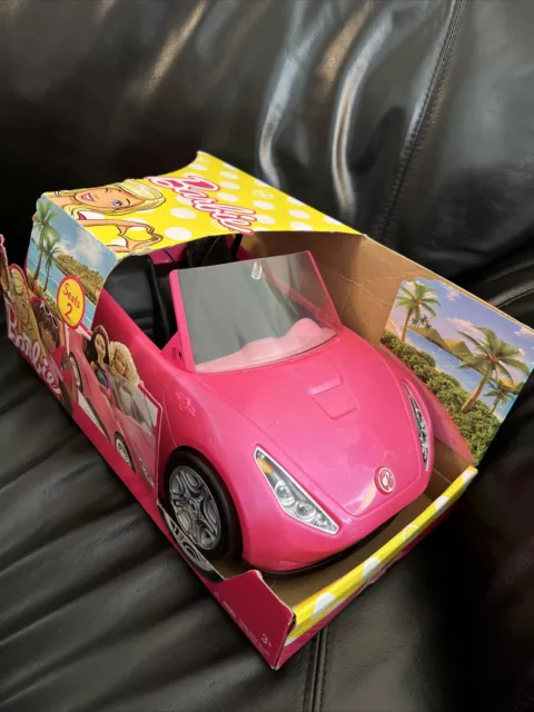 Barbie Glam Convertible Pink Car Doll Mattel Seats 2 Glitter Vehicle NEW AS IS