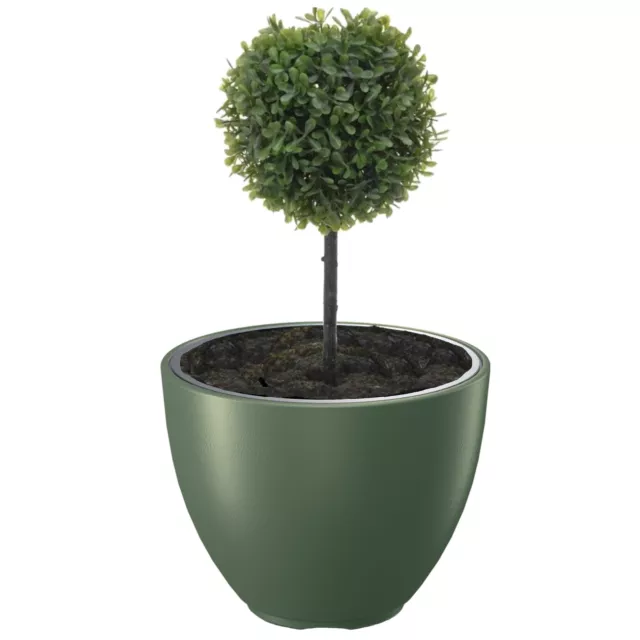 Grand pot de fleur ⌀ 47 cm H:36 cm rond vert avec insert cache-pot terrasse 31 L