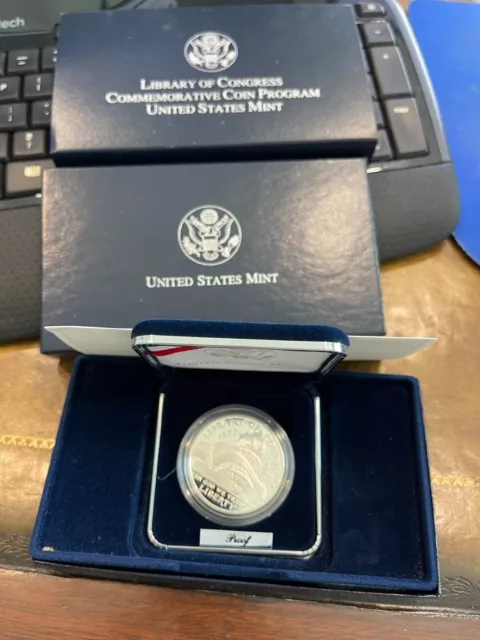 2000 Library of Congress Commemorative US Mint Proof Silver Dollar Coin Box COA