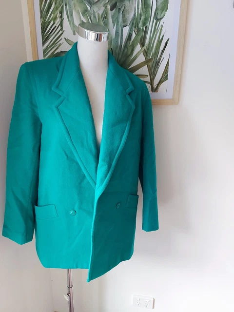 Vintage SPORTSCRAFT Green Pure Wool Blazer Suit Jacket - Size 10 Retro Vtg