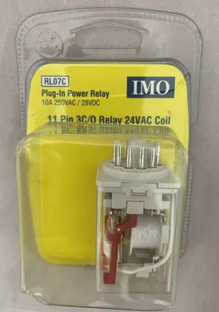 IMO RL07C Plug in Power Relay 10A 250VAC/28VDC 11 pin 3C/O relay 24VAC coil