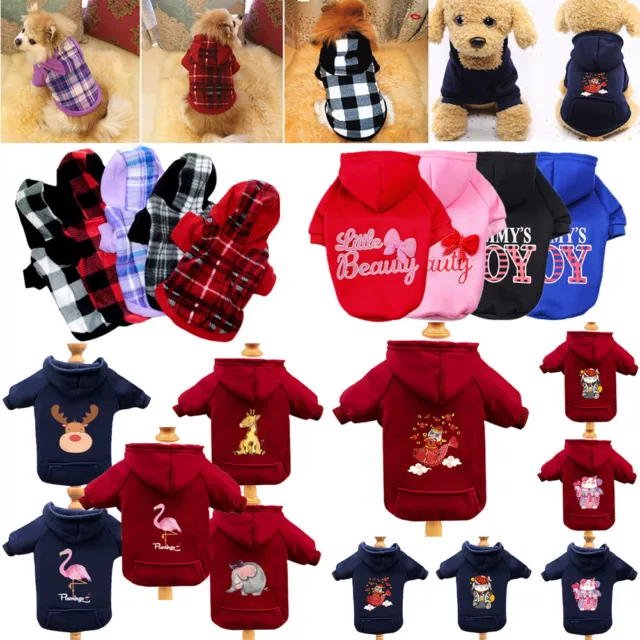 Pet Dog Hoodie Sweater Jumper Coat Warm Dogs Clothes Puppy Apparel Costume UK