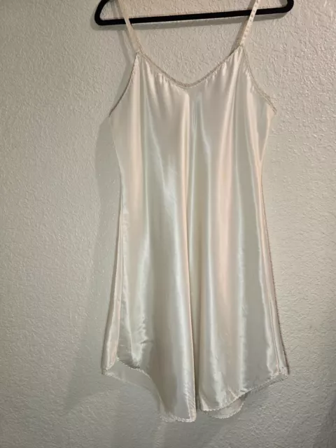 FARR WEST Silky SATIN Slip Dress 38 M Nightgown Lingerie Ivory Vintage