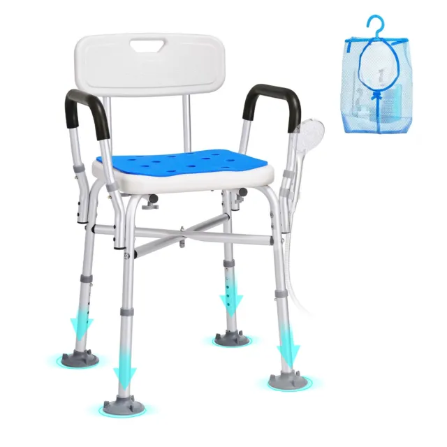 VEVOR Shower Chair Bath Bench Arms Back for Inside Tub Adjustable Height 400lbs