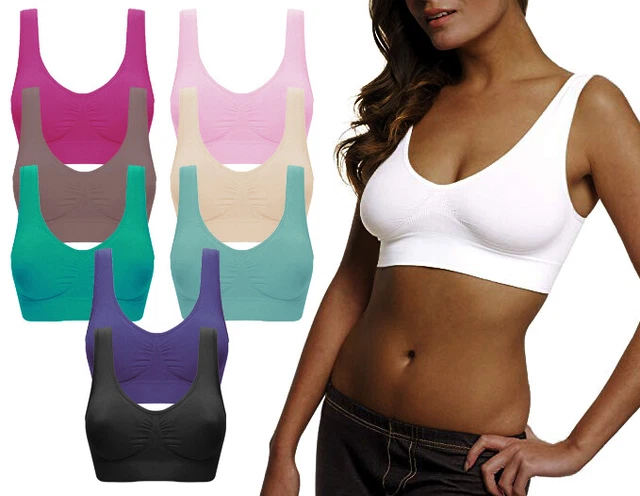 3er 6er 9er Damen Fitness BRA BH Bustier Top Sport-BH Push up Unterwäsche Body