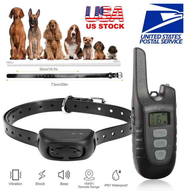 Dog Shock Training Collar Rechargeable Remote Control Waterproof  1640FT No Bark