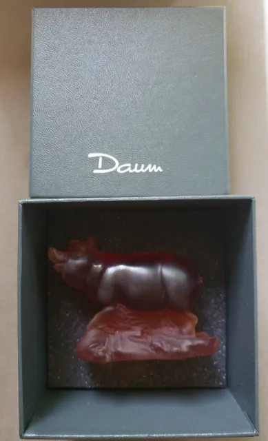 Beautiful Daum France amber crystal Pig figurine