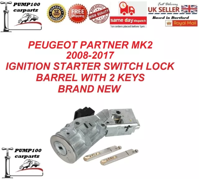 For Peugeot Partner  08-17 Ignition Starter Switch Lock  Barrel Lock & 2 Keys