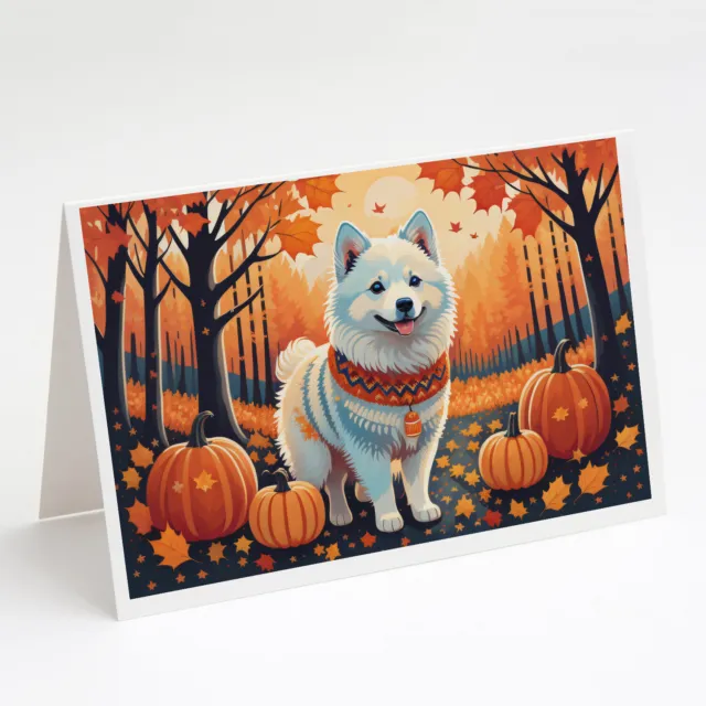 American Eskimo Fall Greeting Cards and Envelopes Pack of 8 DAC1006GCA7P