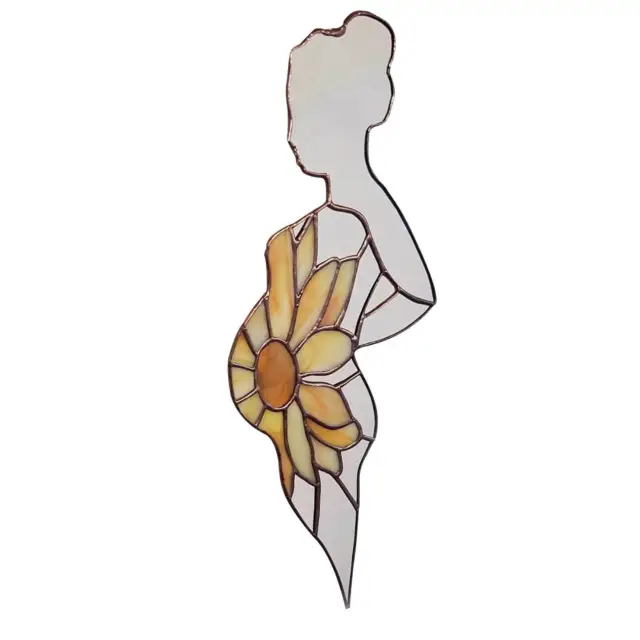 Pregnant Woman Stained Glass  Sunflower Mom Charms for Window
