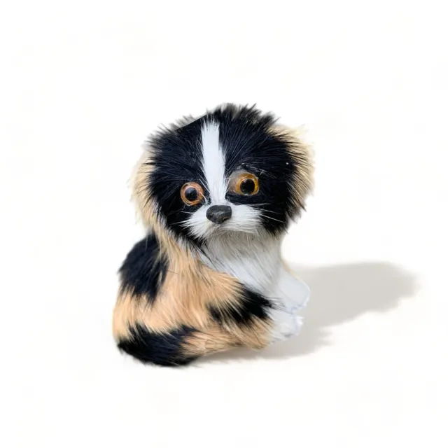 Miniature chien 5cm fait main poil doux petite figurine animal nature Objet