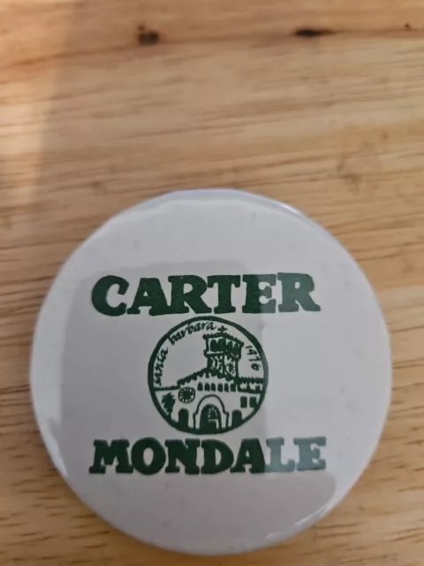 Rare  Jimmy Carter Mondale Political pin back. Santa barbara.