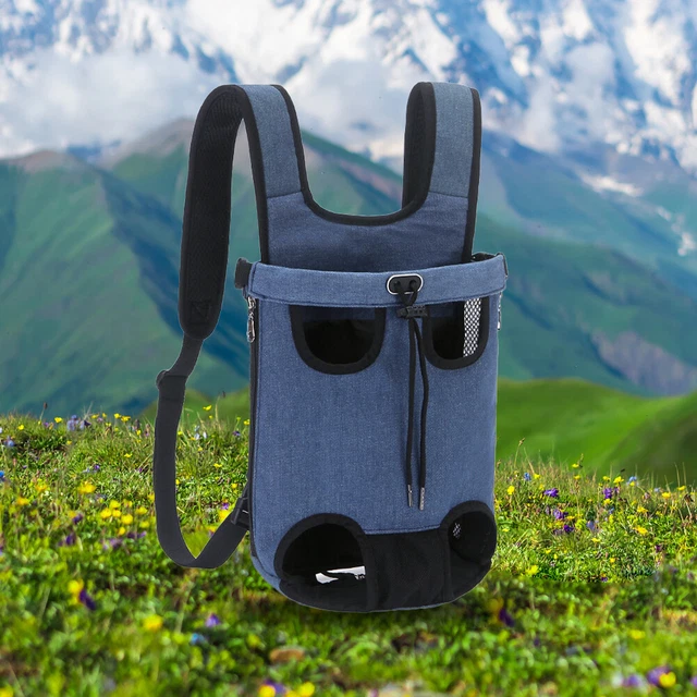 Borsa petto integrata fibbia di sicurezza animale domestico cane zaino (Blu S)