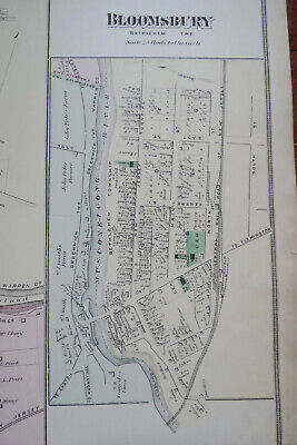 NJ 1795 MAP HUNTERDON MERCER MORRIS COUNTY Wood-Ridge Woodcliff Lake Yardville 