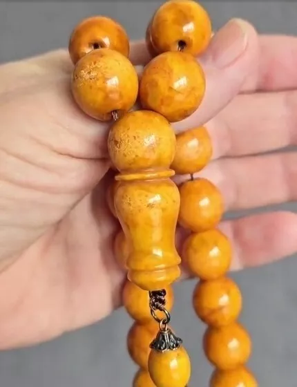 Baltic Amber Butterscotch Old German Huge Misbaha Islamique Prayer Beads 122gram