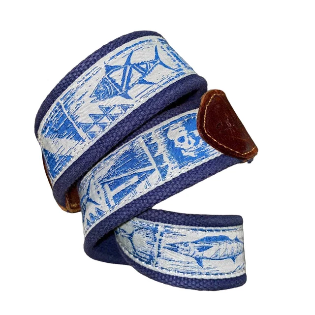 SALT LIFE -SKIPJACK TUNA SWORDFISH fishing woven ribbon overlay belt - Size 32