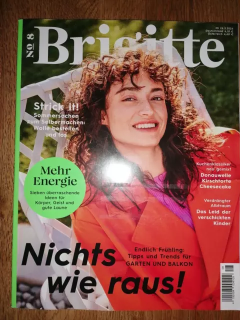 Brigitte Ausgabe Nr. 8 vom 26.3.2024 Magazin Mode Beauty Kochen Wohnen Strick it