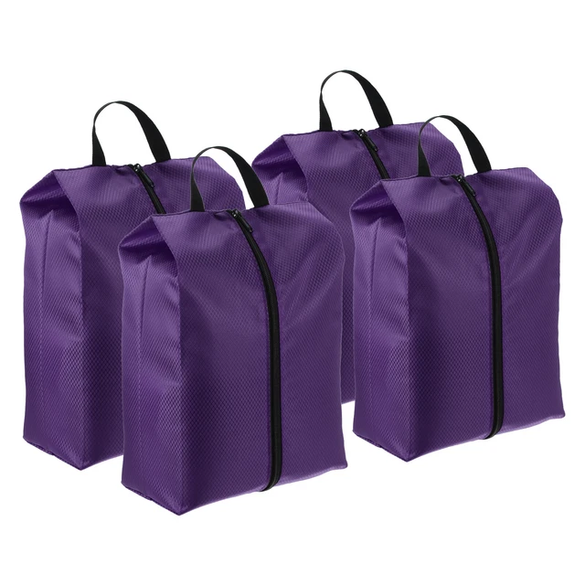 4 pz borse per scarpe da viaggio, borsa per scarpe portatile con cerniera da viaggio, viola