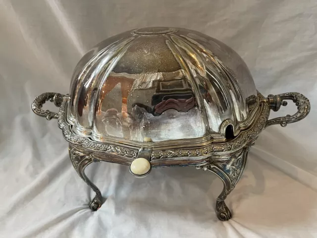 Sheffield Princes Silverplate Revolving Dome Server Mappin & Webb With 2 Plates