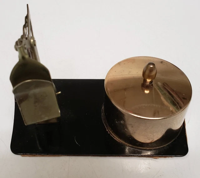 BRASS POSTAGE LETTER Scale and Stamp Roll Holder Works Vintage Desk Top