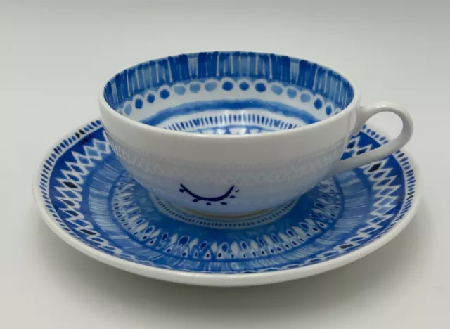 T2 Fine Bone China Teacup And Saucer  - Blue And White NIGHTY NIGHT  - 250ml