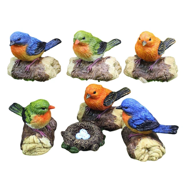 Miniature Bird Ornaments Fairy Garden Animal Statue Mini Toys for Yard Lawn