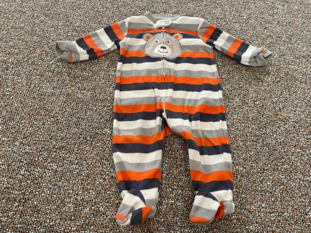 Carter's Boys Striped Bear Footed Fleece Sleeper 9M