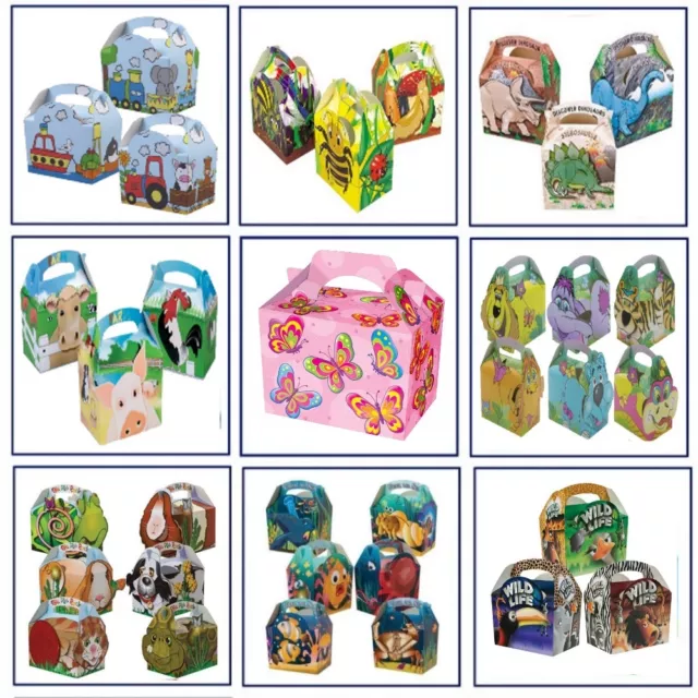 Cajas De Comida Con Temas De Animales Niños Fiesta Comida Regalo Bolsa De Botín - Mascotas, Animales De Granja, Zoológico