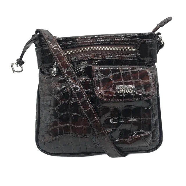 Brighton Brown Croc Embossed Patent Leather Crossbody