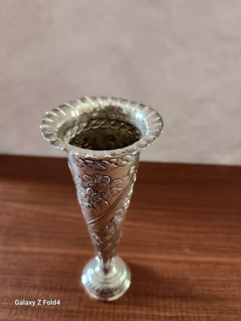 VICTORIAN STERLING SILVER Trumpet Bud Vase By William Comyns And Sons 1898 2