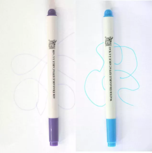 Water Erasable Marker Pen Blue White Fine Line Tip Craft Sewing Marking