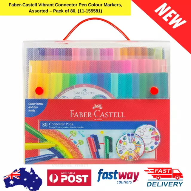 Faber-Castell Vibrant Connector Pen Colour Markers, Assorted – Pack of 80, (11-1