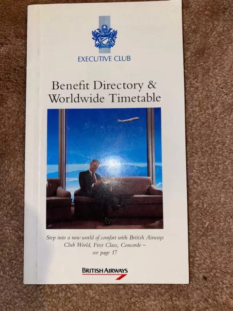 BRITISH AIRWAYS EXECUTIVE Club Guide And Timetable Rare Airline Info £4 ...
