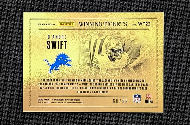 2020 Contenders Optic Winning Tickets D'Andre Swift Blue Prizm /99 Rookie RC 2