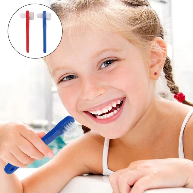 2 piezas Práctico cepillo de dientes de doble cabeza 360 grados cepillo de dientes oral limpio cepillo de dientes